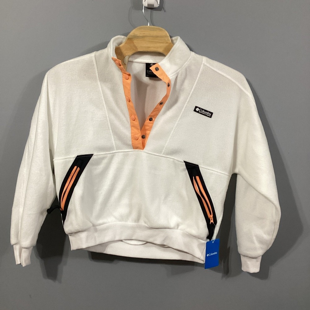 Columbia Womens Wintertrainer Fleece Pullover White Peach AL7426-100 XL NWT